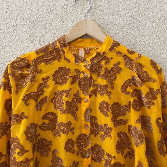 Pilcro Velvet Blouse Top Floral Embroidered Applique Casual Boho Peasant XS NWT - Picture 7 of 15